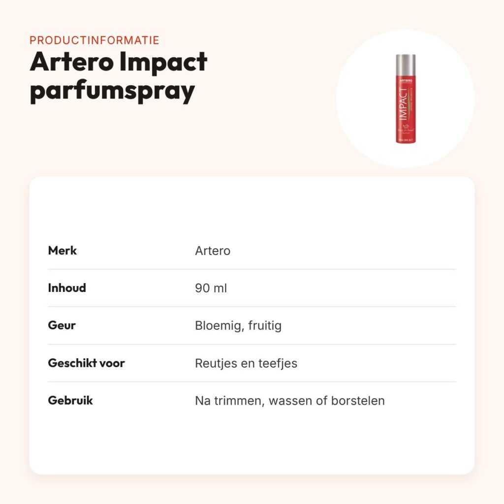 Artero Impact parfumspray 90 ml – bloemige, fruitige geur voor honden – productinformatie
