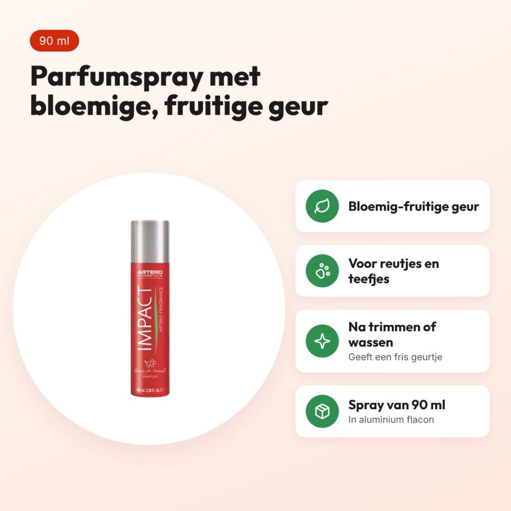 Artero Impact parfumspray 90 ml – bloemige, fruitige geur voor honden – voordelen