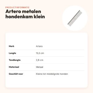 Artero metalen hondenkam met ronde greep klein 15,5 cm – productinformatie