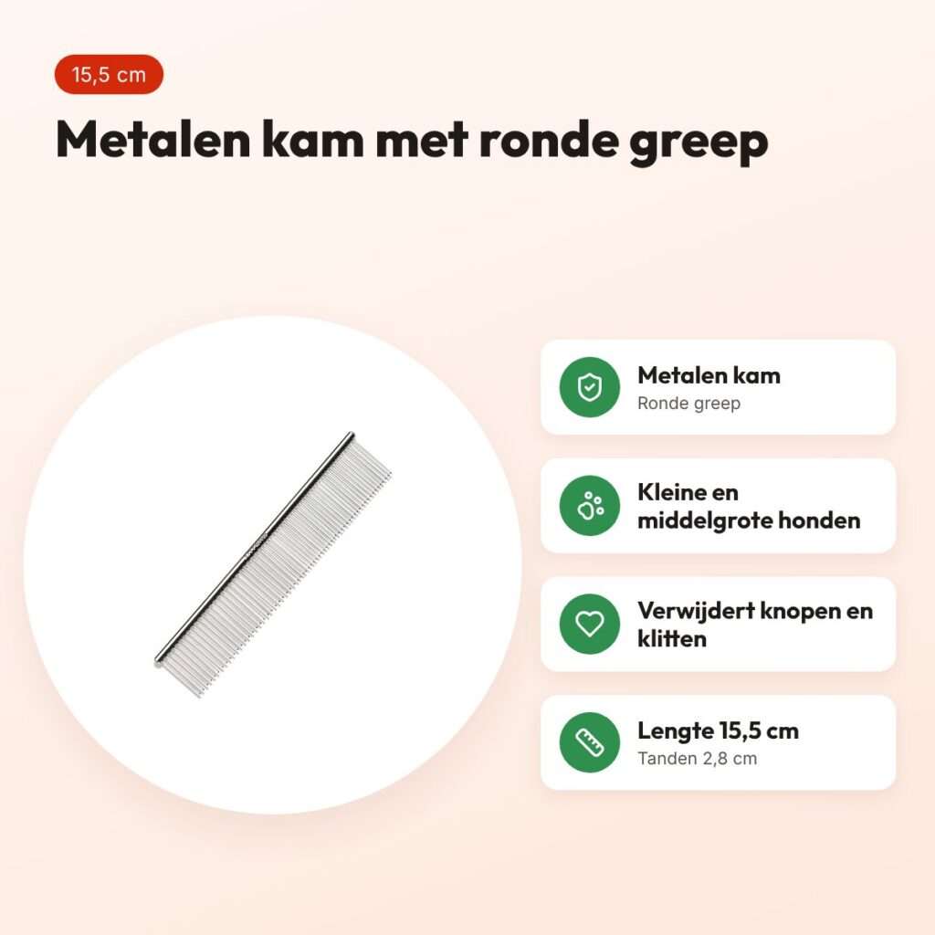 Artero metalen hondenkam met ronde greep klein 15,5 cm – voordelen