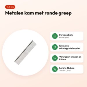 Artero metalen hondenkam met ronde greep klein 15,5 cm – voordelen