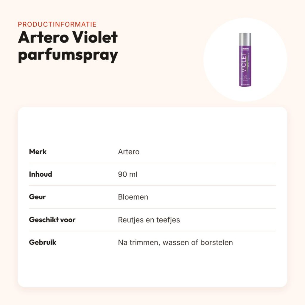 Artero Violet parfumspray 90 ml – bloemengeur voor honden – productinformatie