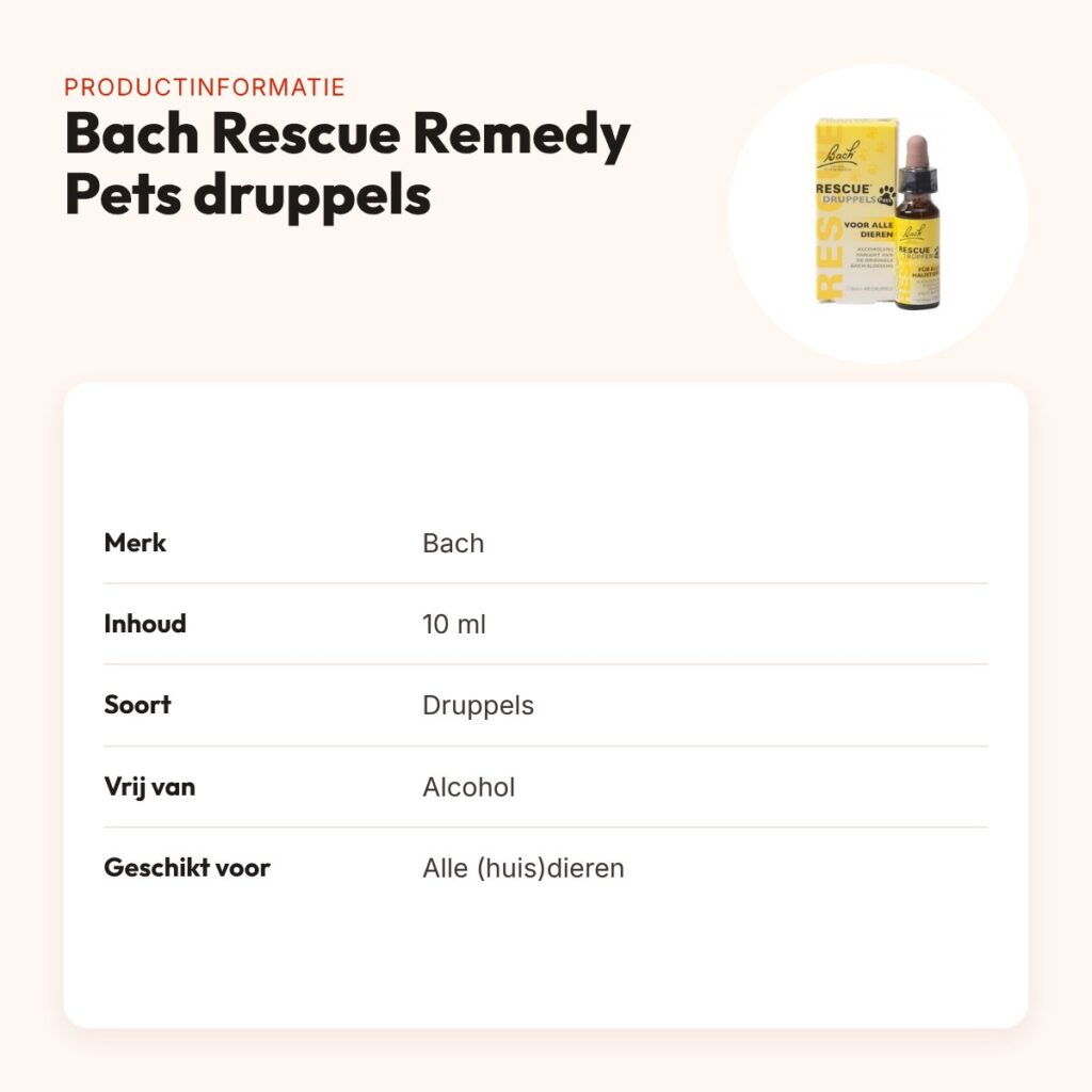 Bach Rescue Remedy Pets druppels 10 ml – alcoholvrij, voor huisdieren – productinformatie