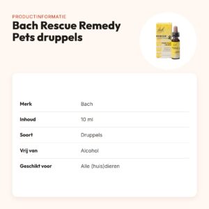 Bach Rescue Remedy Pets druppels 10 ml – alcoholvrij, voor huisdieren – productinformatie