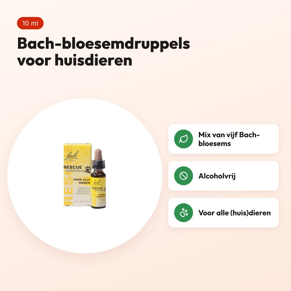 Bach Rescue Remedy Pets druppels 10 ml – alcoholvrij, voor huisdieren – voordelen