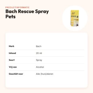Bach Rescue Spray Pets 20 ml – alcoholvrij, voor huisdieren – productinformatie