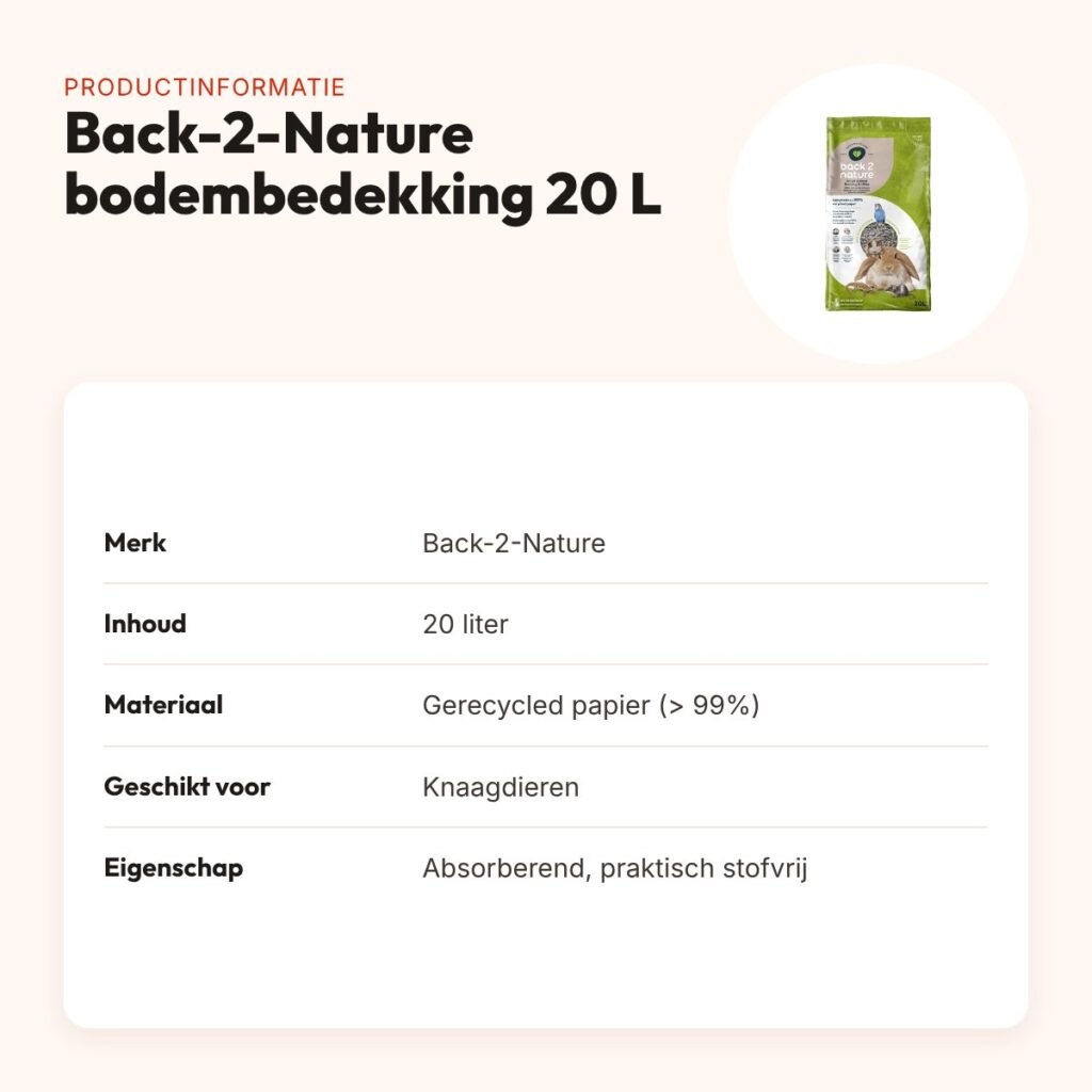 Back-2-Nature bodembedekking gerecycled 20 liter – voor knaagdieren – productinformatie