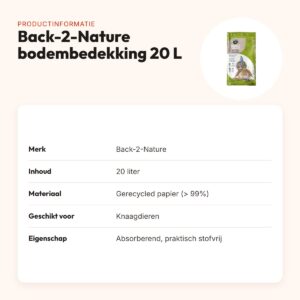 Back-2-Nature bodembedekking gerecycled 20 liter – voor knaagdieren – productinformatie