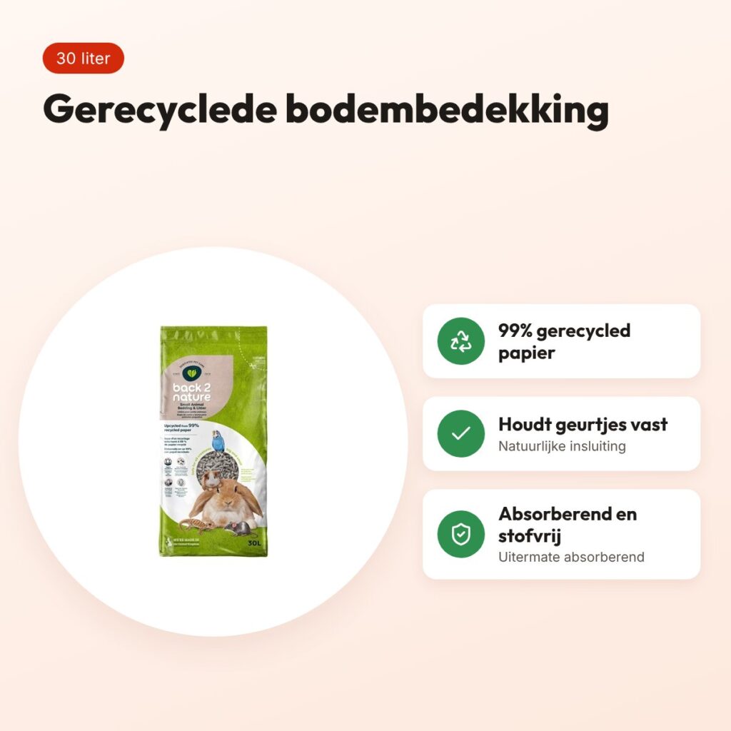 Back-2-Nature bodembedekking gerecycled 30 liter – voor knaagdieren – voordelen