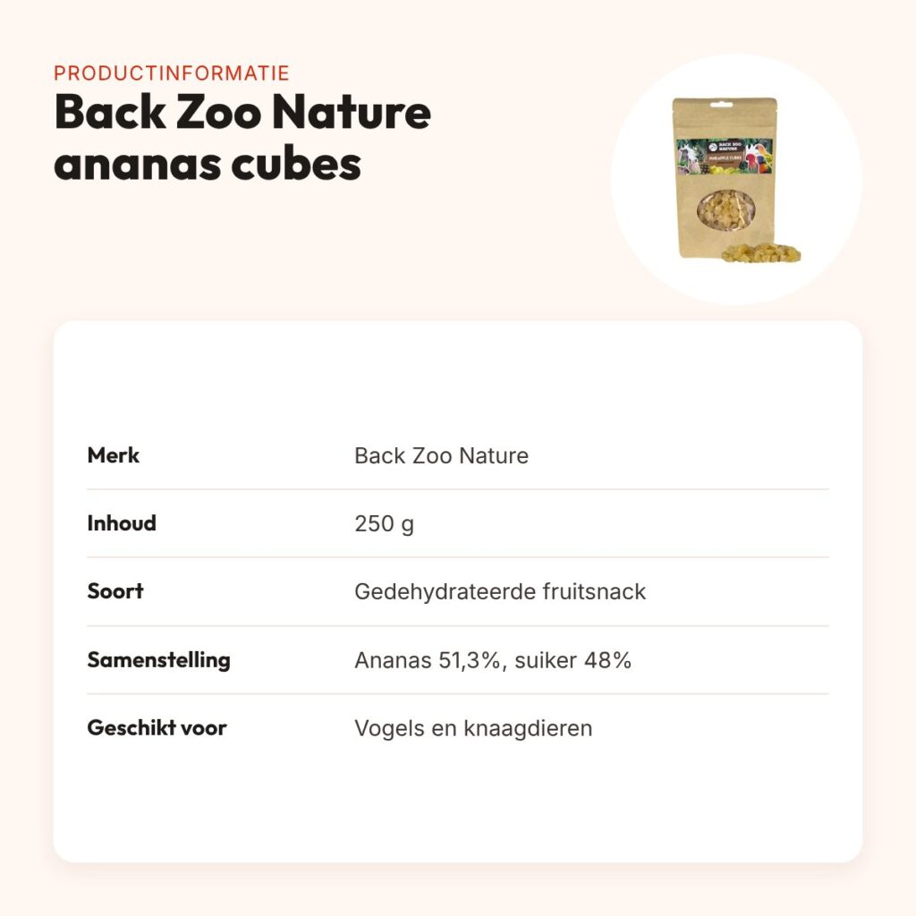 Back Zoo Nature ananas cubes 250 g – gedehydrateerde fruitsnack – productinformatie