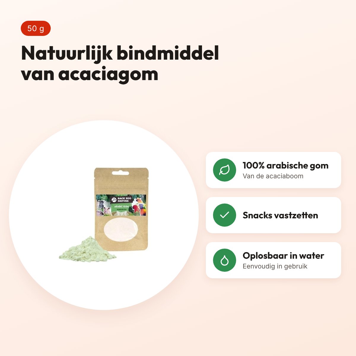 Back Zoo Nature arabische gom 50 g – natuurlijk bindmiddel voor foerageren – voordelen