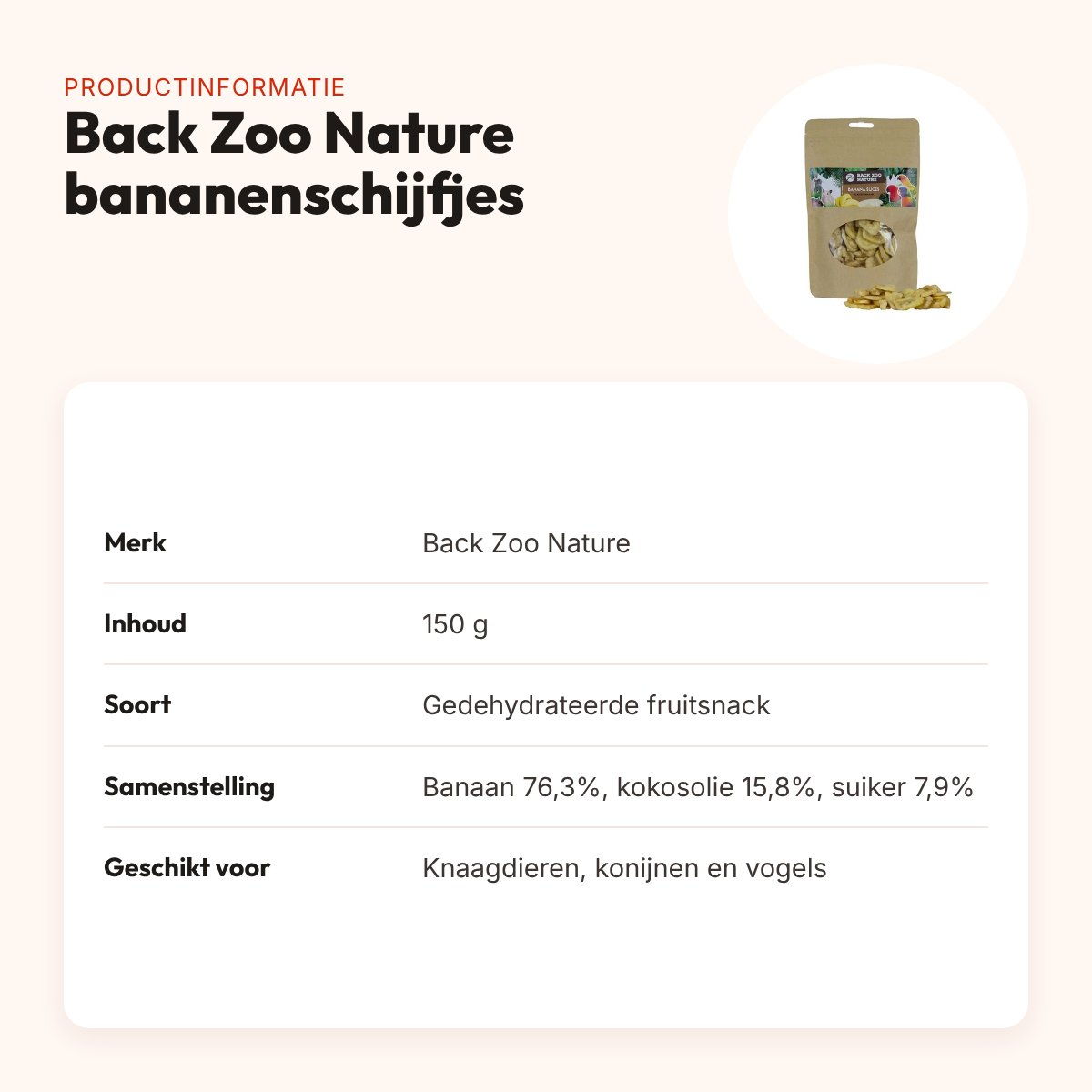 Back Zoo Nature bananenschijfjes 150 g – gedehydrateerde fruitsnack – productinformatie