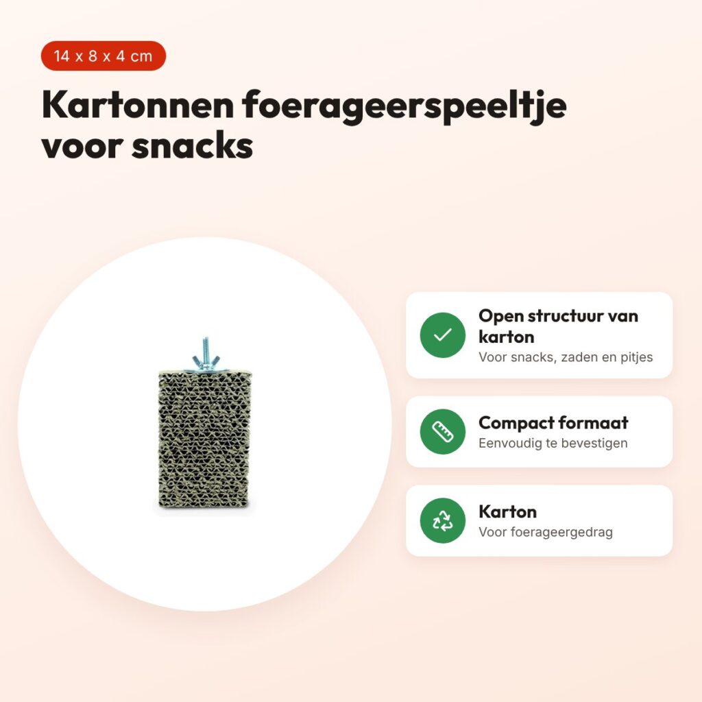 Back Zoo Nature Cardboard Treat Block 14 x 8 x 4 cm – foerageerspeeltje – voordelen