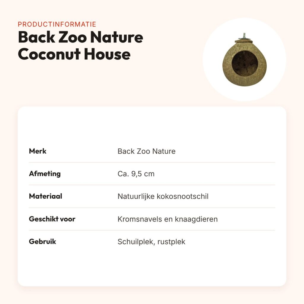 Back Zoo Nature Coconut House ca. 9,5 cm – schuilplek van kokosnootschil – productinformatie