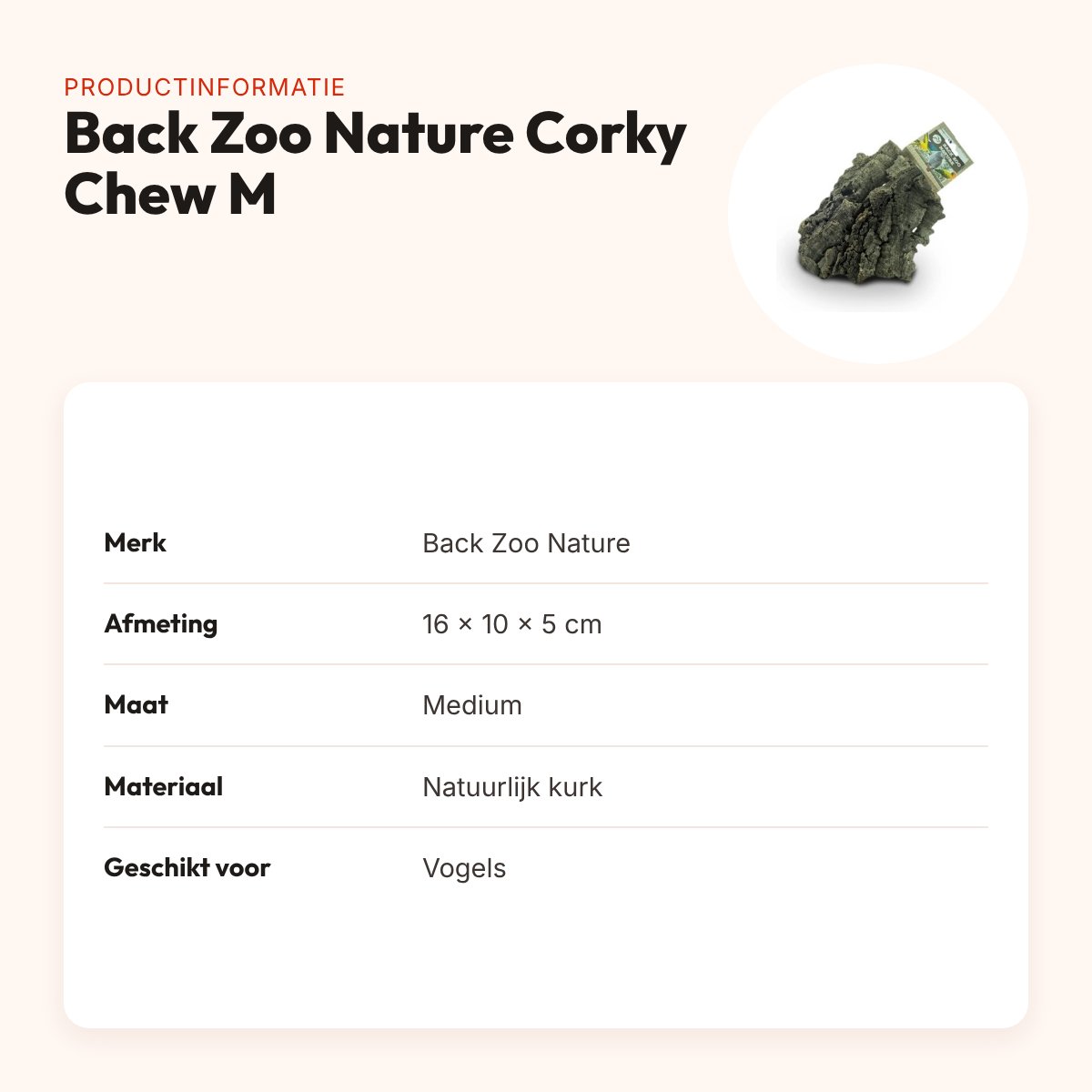 Back Zoo Nature Corky Chew medium 16 x 10 x 5 cm – kurken knabbelplateau – productinformatie