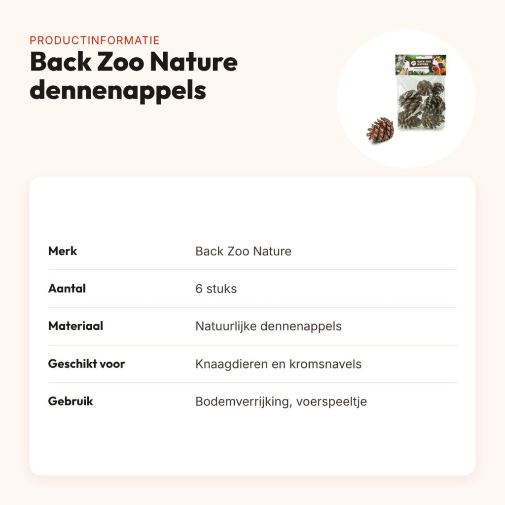 Back Zoo Nature dennenappels 6 stuks – bodemverrijking knaagdieren – productinformatie