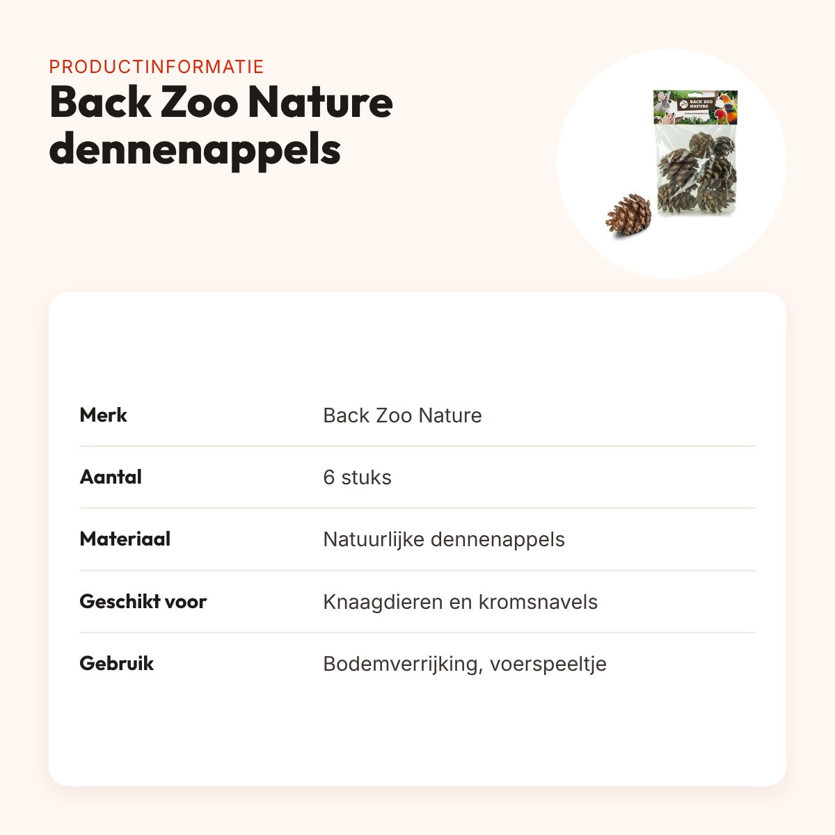 Back Zoo Nature dennenappels 6 stuks – bodemverrijking knaagdieren – productinformatie