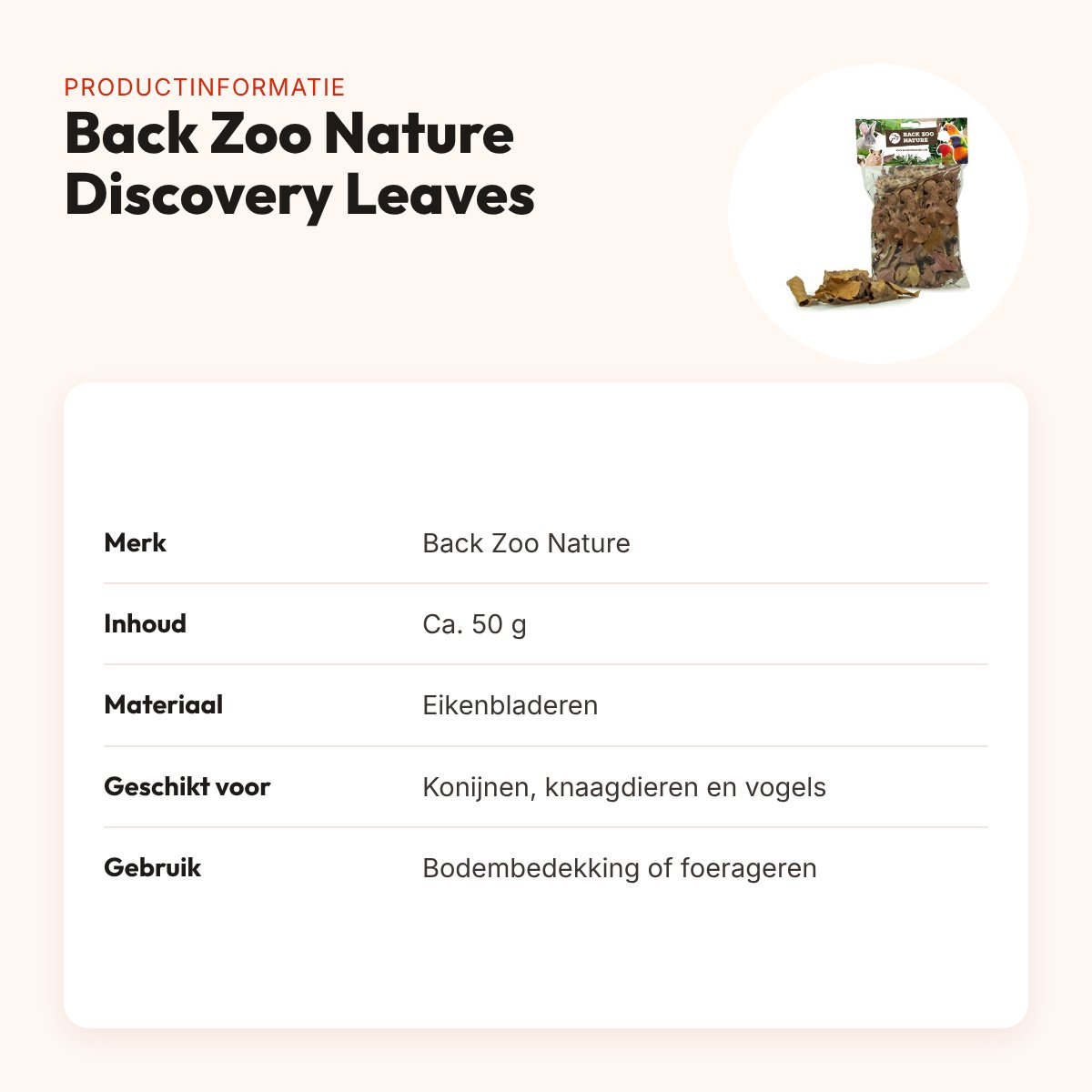 Back Zoo Nature Discovery Leaves 50 g – eikenbladeren voor het verblijf – productinformatie