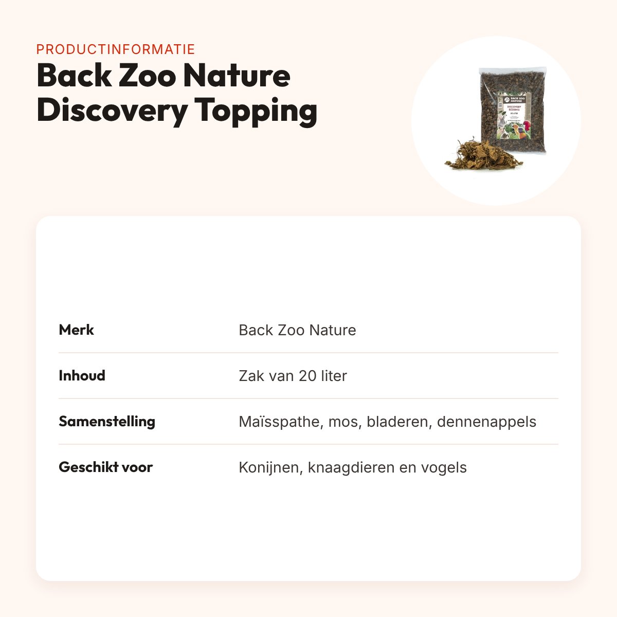 Back Zoo Nature Discovery Topping 20 liter – natuurlijke toplaag – productinformatie