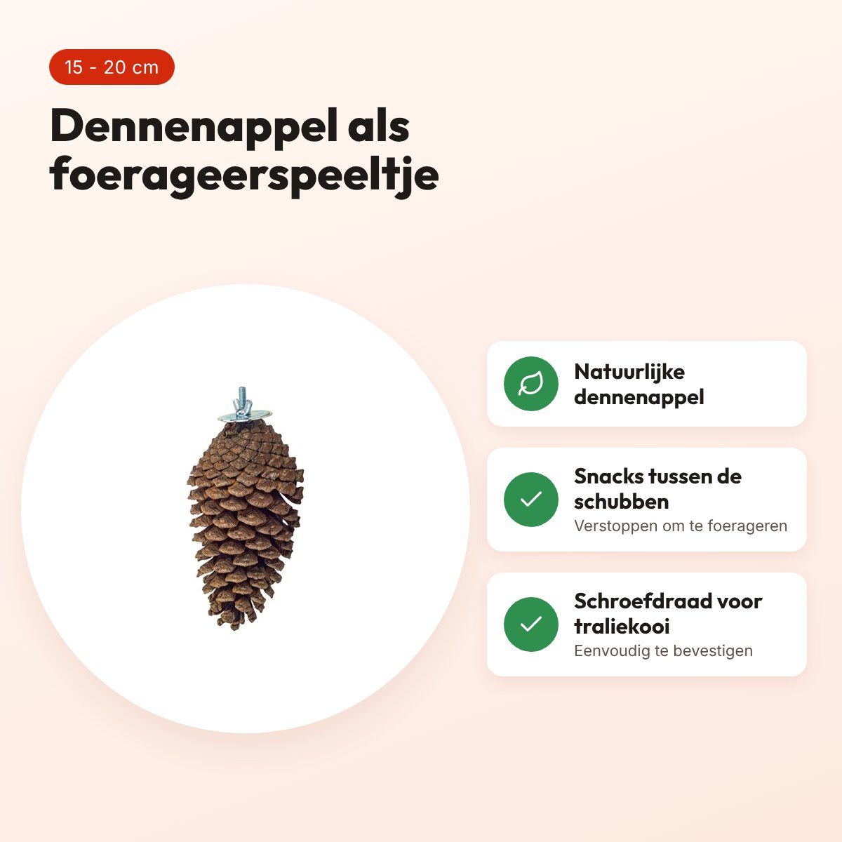 Back Zoo Nature Foraging Pine Cone 15-20 cm – dennenappel foerageerspeeltje – voordelen