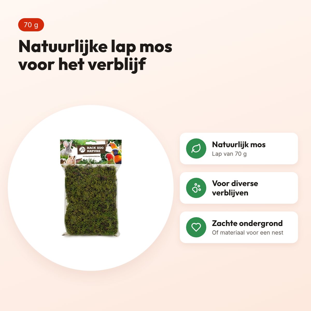 Back Zoo Nature Forest Moss 70 g – natuurlijke lap mos voor het verblijf – voordelen
