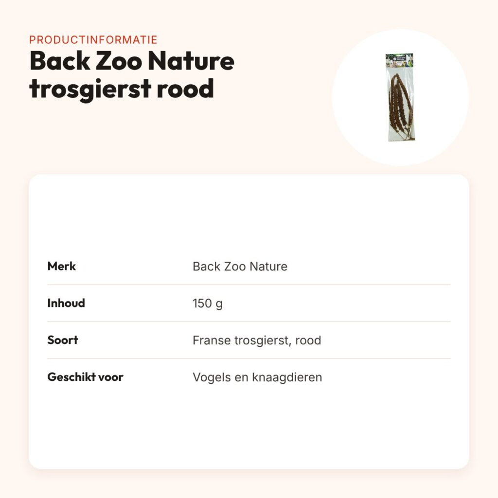 Back Zoo Nature Franse trosgierst rood 150 g – voor vogels en knaagdieren – productinformatie