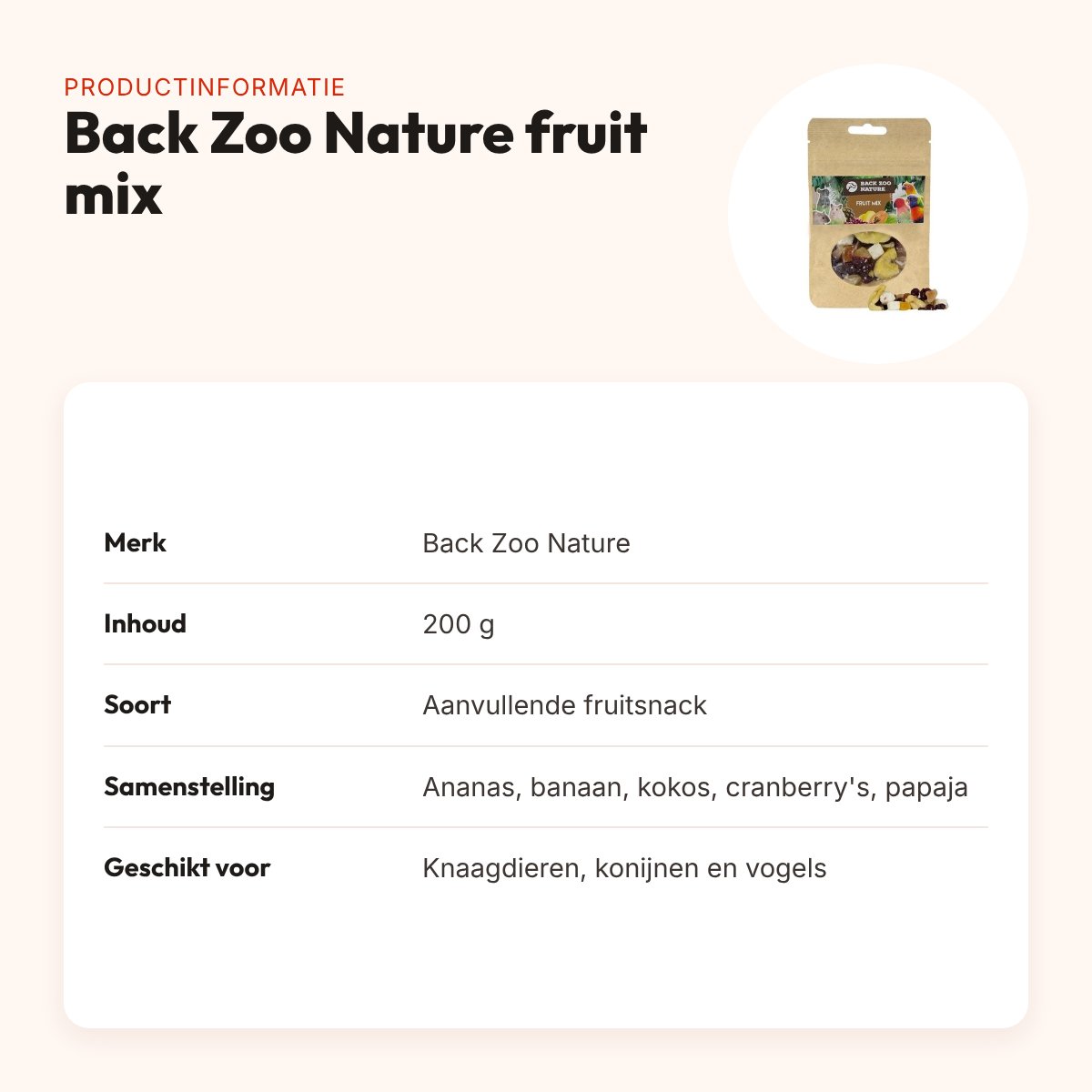 Back Zoo Nature fruit mix 200 g – gedroogd fruit – productinformatie