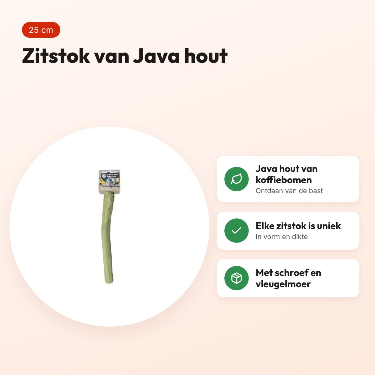 Back Zoo Nature Java Perch S 25 cm – zitstok van Java hout – voordelen