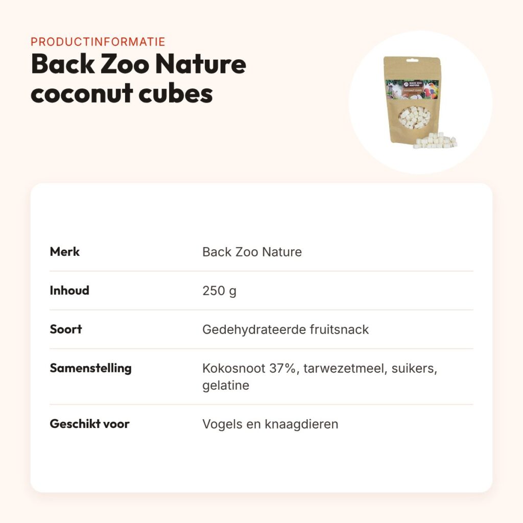 Back Zoo Nature kokosblokjes (coconut cubes) 250 g – gedehydrateerd – productinformatie