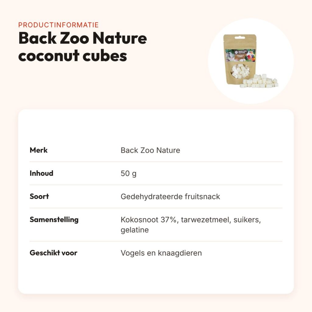 Back Zoo Nature kokosblokjes (coconut cubes) 50 g – gedehydrateerd – productinformatie