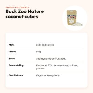 Back Zoo Nature kokosblokjes (coconut cubes) 50 g – gedehydrateerd – productinformatie