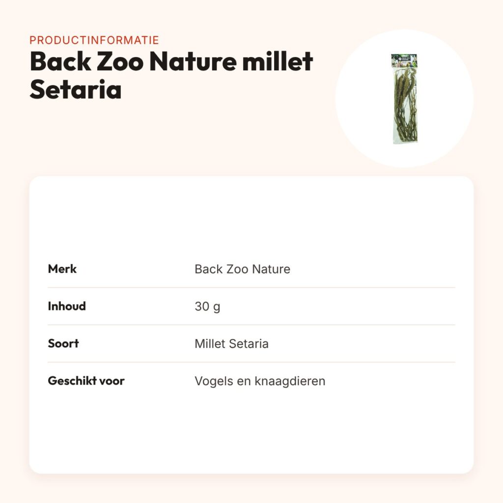 Back Zoo Nature millet Setaria 30 g – natuurlijke aanvulling – productinformatie
