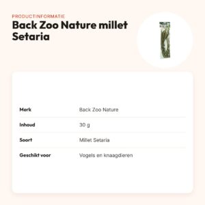 Back Zoo Nature millet Setaria 30 g – natuurlijke aanvulling – productinformatie
