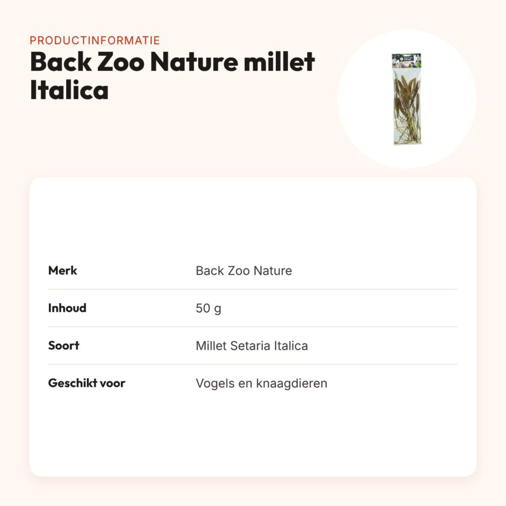 Back Zoo Nature millet Setaria Italica 50 g – natuurlijke aanvulling – productinformatie
