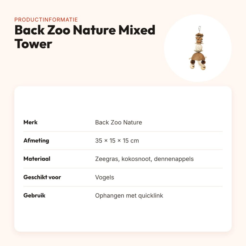 Back Zoo Nature Mixed Tower with Cups 35 x 15 x 15 cm – vogelspeeltje – productinformatie