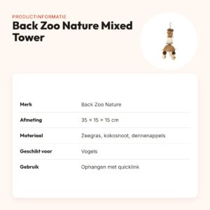 Back Zoo Nature Mixed Tower with Cups 35 x 15 x 15 cm – vogelspeeltje – productinformatie