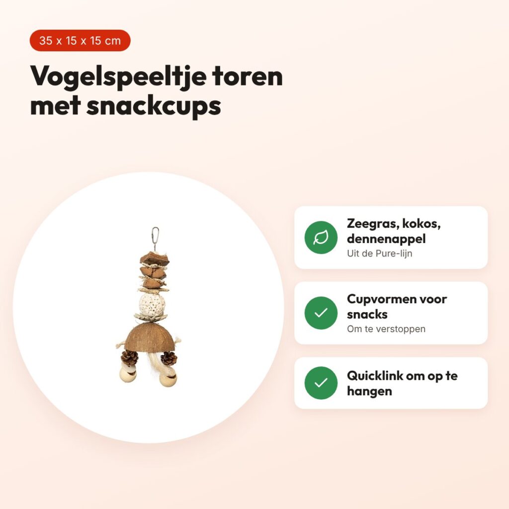 Back Zoo Nature Mixed Tower with Cups 35 x 15 x 15 cm – vogelspeeltje – voordelen