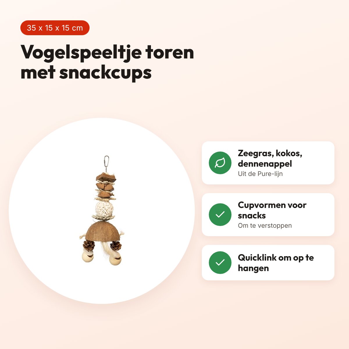 Back Zoo Nature Mixed Tower with Cups 35 x 15 x 15 cm – vogelspeeltje – voordelen