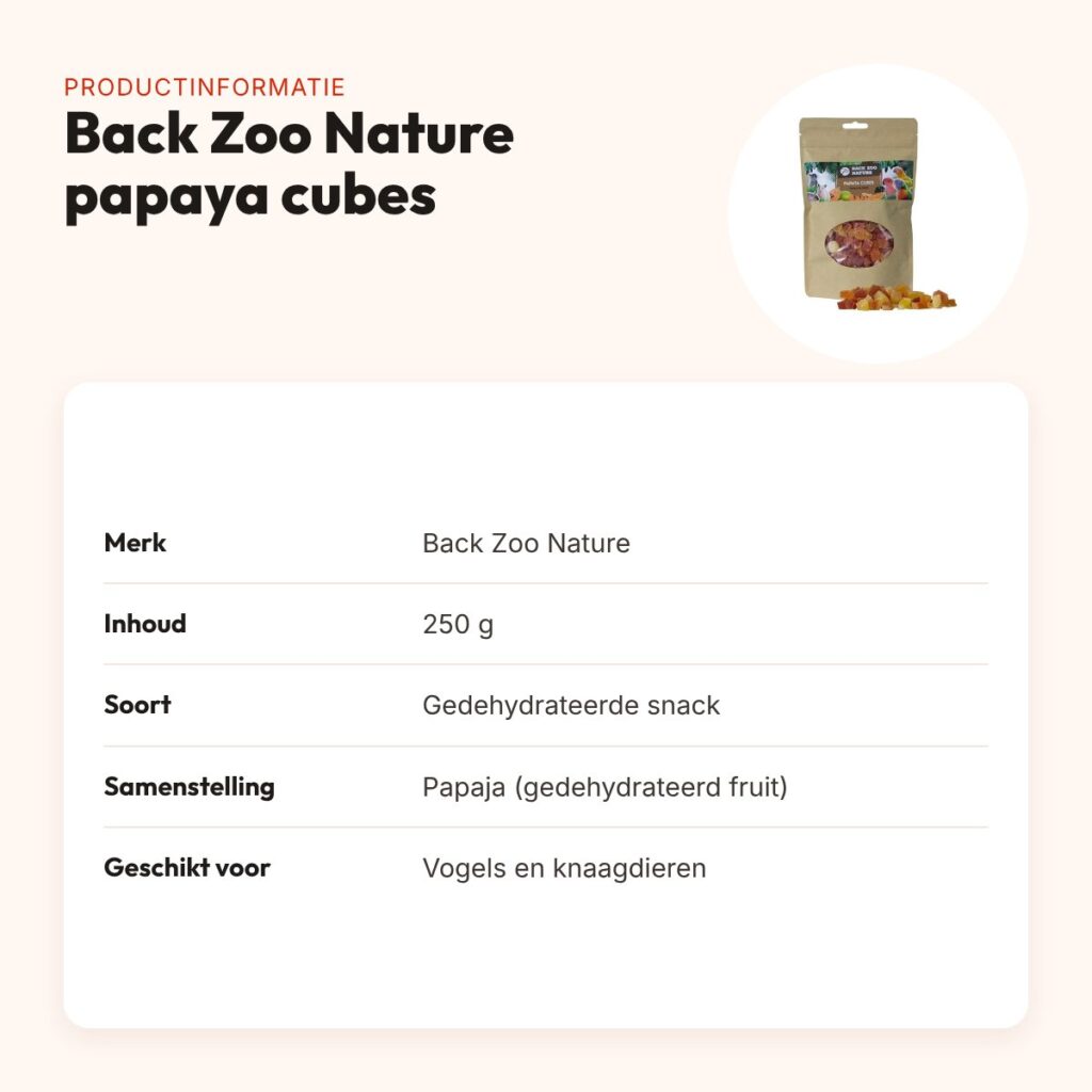 Back Zoo Nature papaya cubes 250 g – gedehydrateerde snack – productinformatie