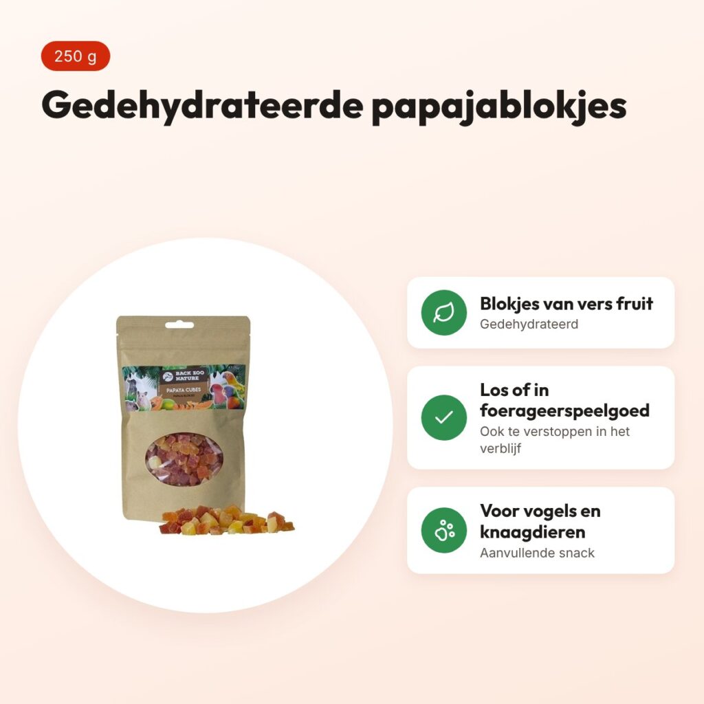 Back Zoo Nature papaya cubes 250 g – gedehydrateerde snack – voordelen