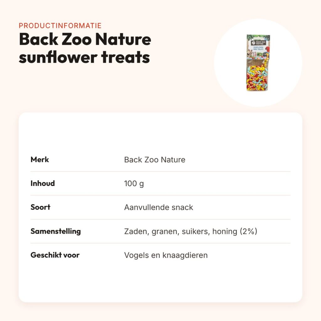 Back Zoo Nature parrot sunflower seed treats 100 g – zonnebloempitten – productinformatie