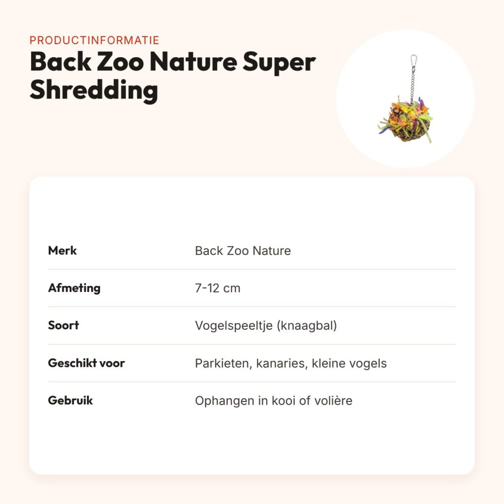Back Zoo Nature Super Shredding Bal 7-12 cm – vogelspeeltje om te knagen – productinformatie
