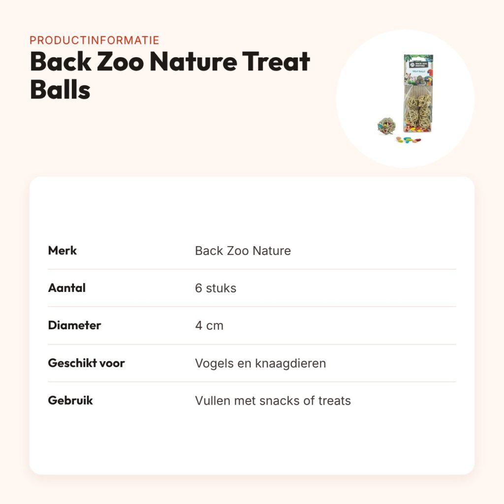 Back Zoo Nature Treat Balls 4 cm – foerageerspeelgoed, 6 stuks – productinformatie