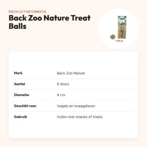 Back Zoo Nature Treat Balls 4 cm – foerageerspeelgoed, 6 stuks – productinformatie