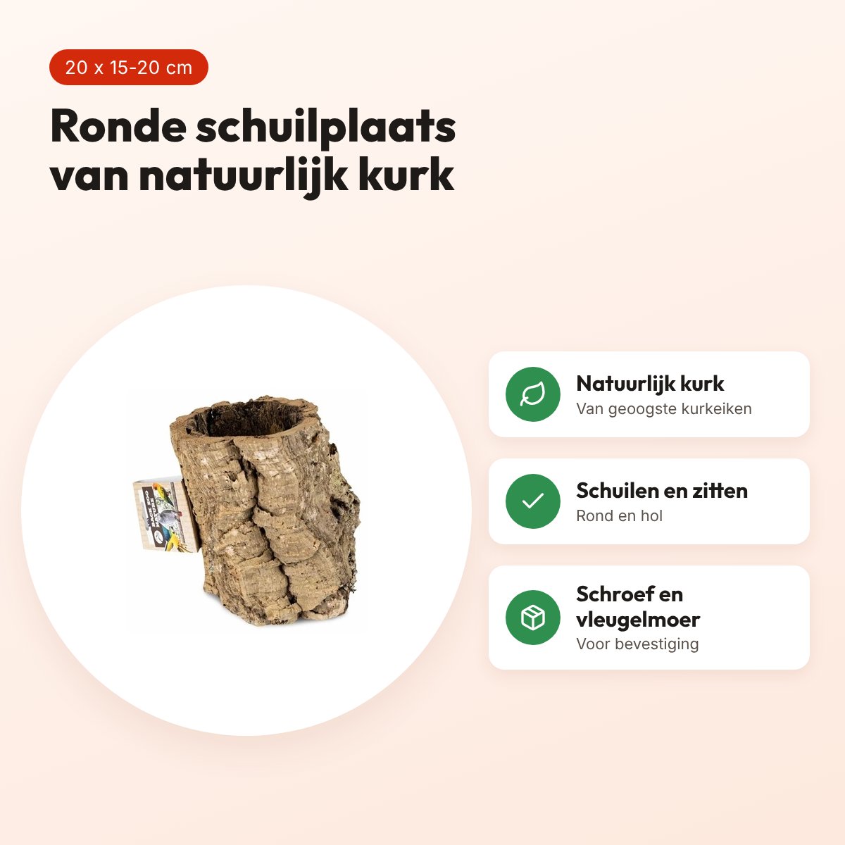 Back Zoo Nature Trunkhut kurk 20 x 15-20 cm – schuilplaats voor vogels – voordelen