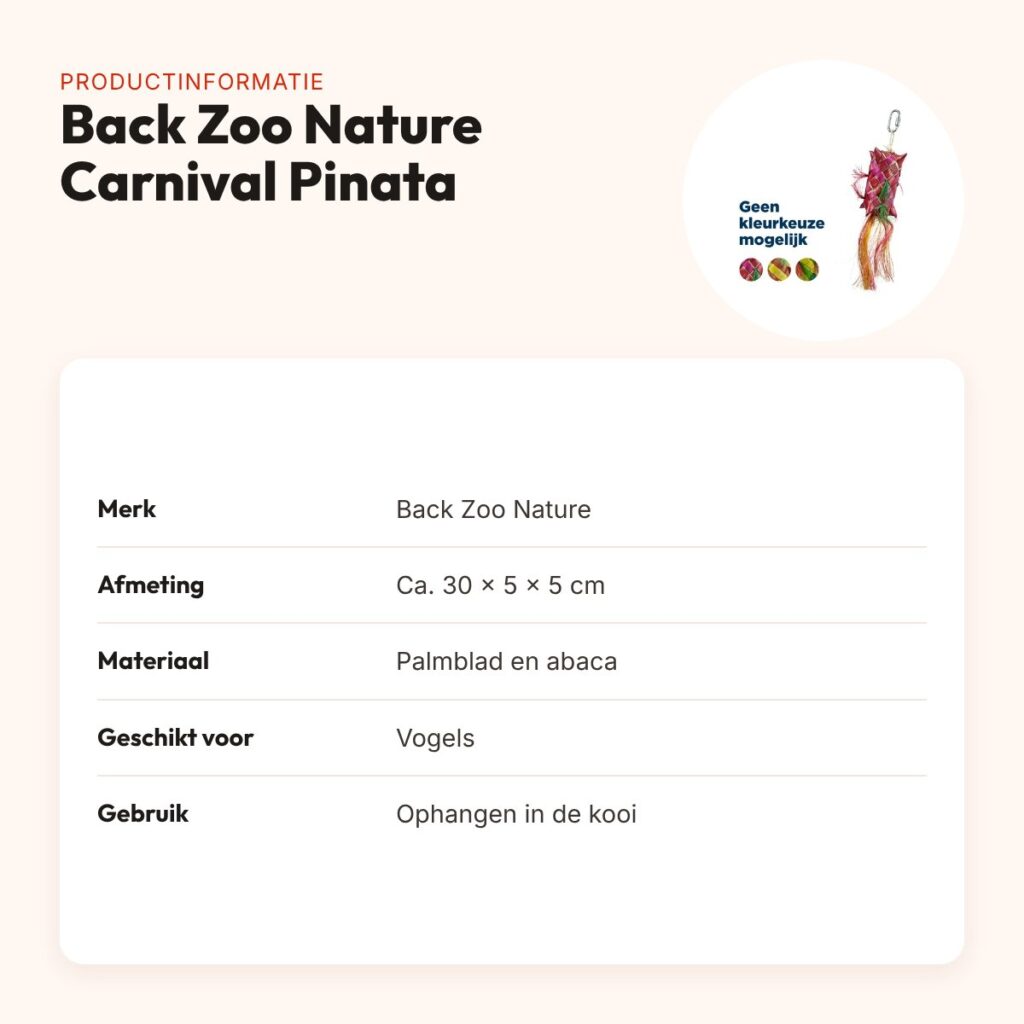 Back Zoo Nature vogelspeeltje Carnival Pinata 30 x 5 x 5 cm – productinformatie