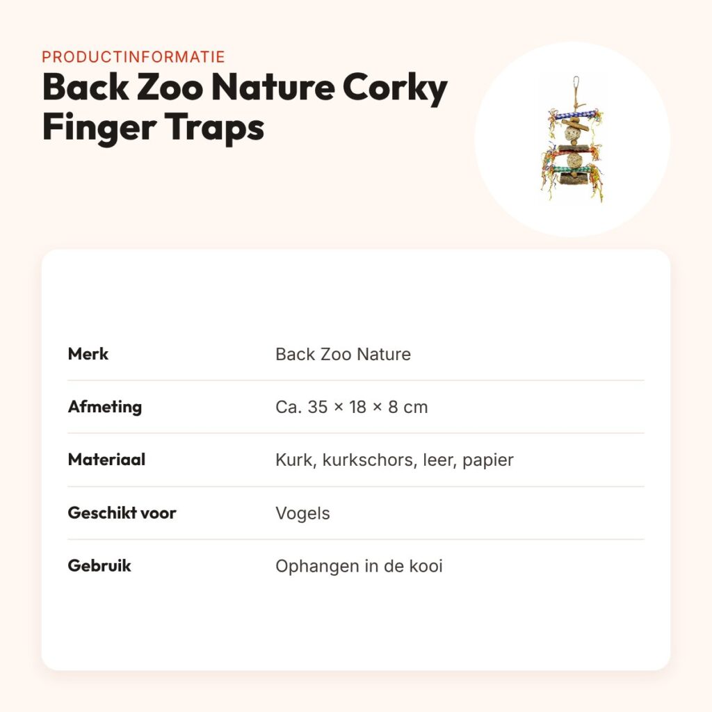 Back Zoo Nature vogelspeeltje Corky Finger Traps 35 x 18 x 8 cm – kurk – productinformatie
