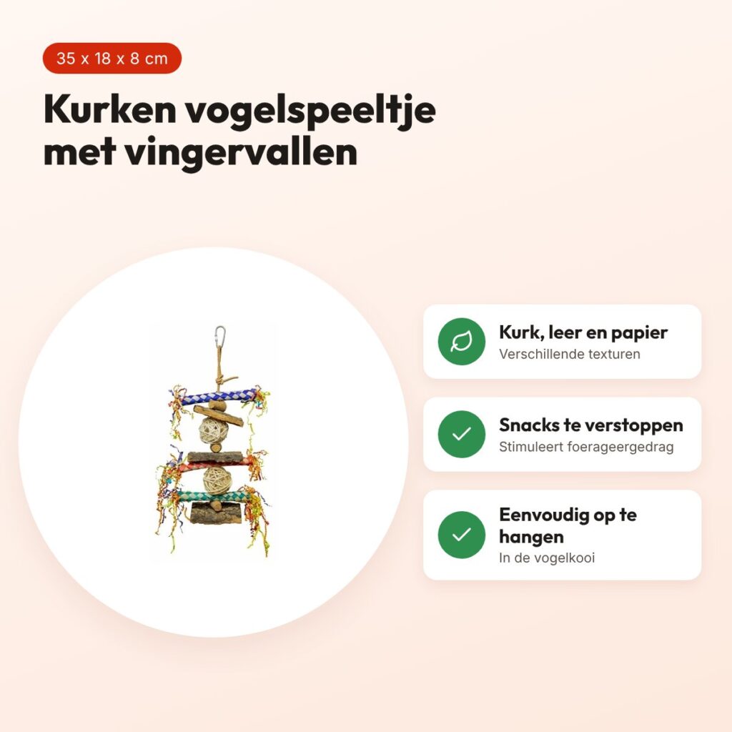 Back Zoo Nature vogelspeeltje Corky Finger Traps 35 x 18 x 8 cm – kurk – voordelen