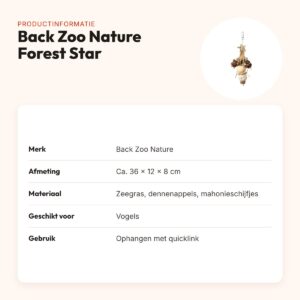 Back Zoo Nature vogelspeeltje Forest Star 36 x 12 x 8 cm – zeegras – productinformatie