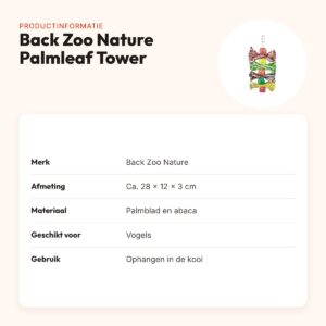 Back Zoo Nature vogelspeeltje Palmleaf Tower 28 x 12 x 3 cm – productinformatie